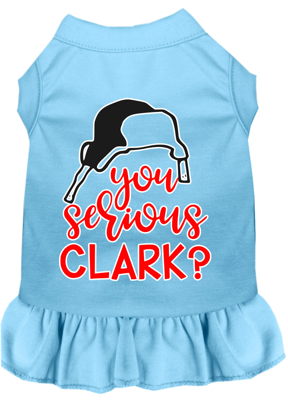You Serious Clark? Screen Print Dog Dress Baby Blue XS